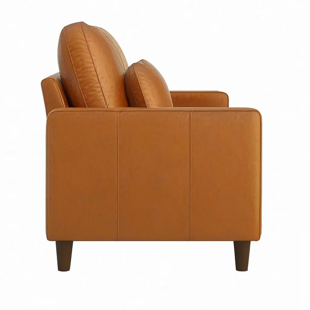 Sofa 2 fotele w skórzanym karmelu PU 160 x 90 x 85 cm