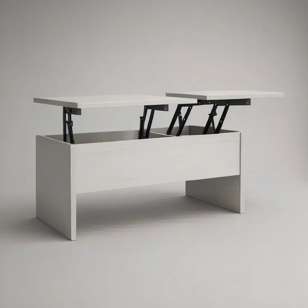 Stolik kawowy, 120 x 60 x 45 cm wysoki stół w białym drewnie MDF z dającą się utrzymać wierzchołkiem