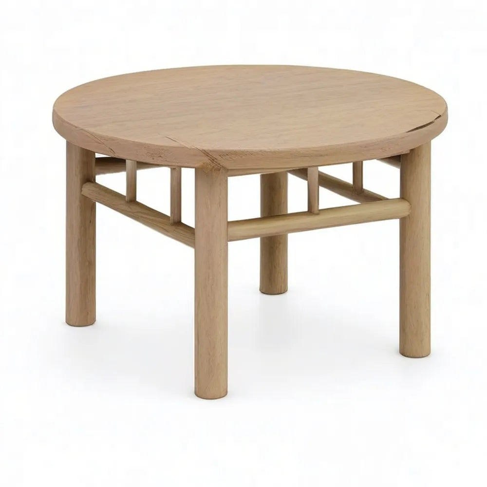 Stolik kawowy okrągły w dębie litym przyroda 100 x 100 x 45 cm