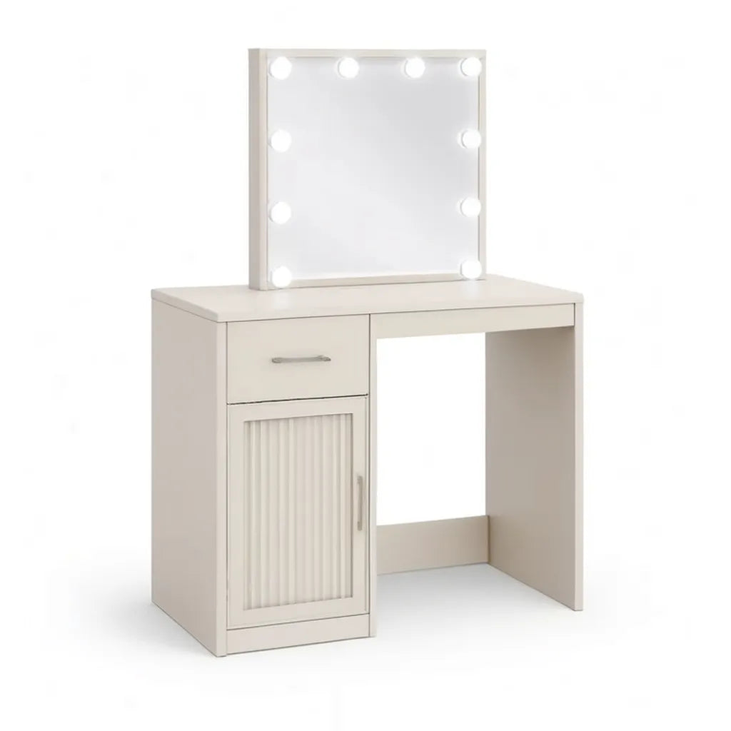 Toaletka, Prostokątna opaska z białym lustrem LED w panelach MDF 80 x 40 x 140 cm