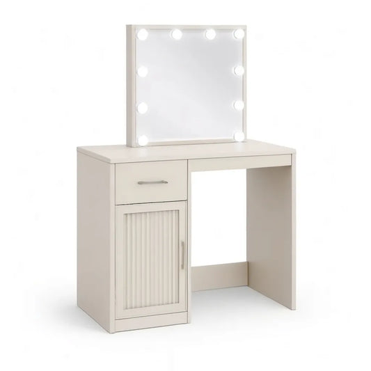 Toaletka, Prostokątna opaska z białym lustrem LED w panelach MDF 80 x 40 x 140 cm