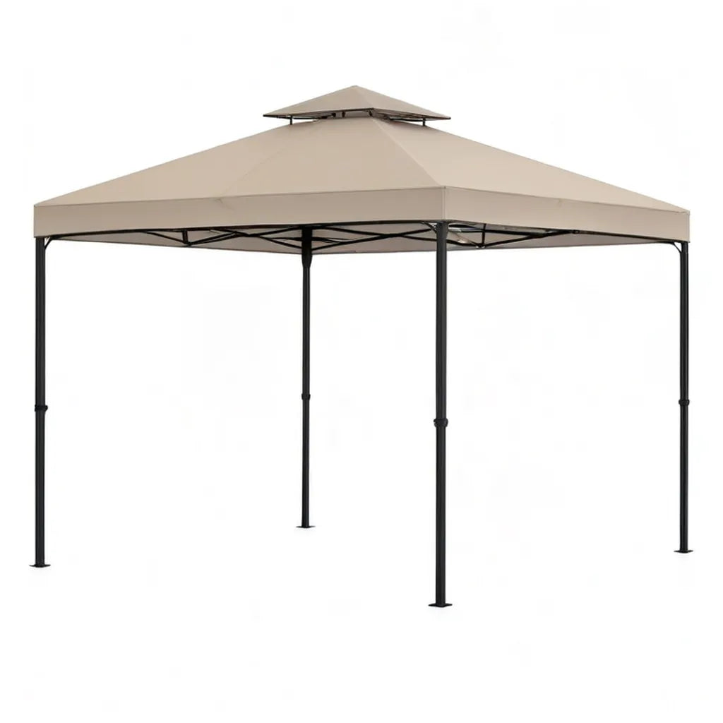 Pergola, Składany pawilon 300 x 300 x 270 cm stal poliestrowa kwadratowy beżowy