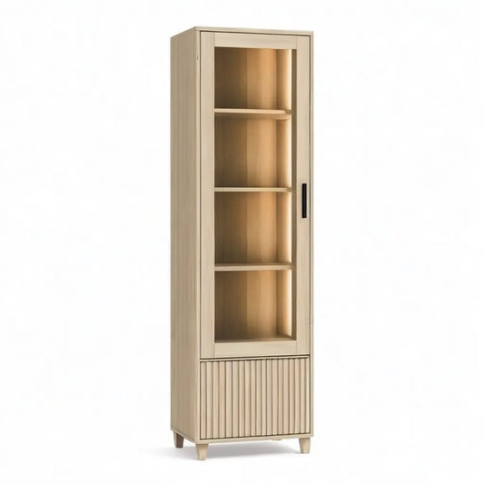 Witryna, Szkło typu high-to@-@ one z oświetleniem LED 60 x 40 x 190 cm w MDF i lekkim dębie hartowanym