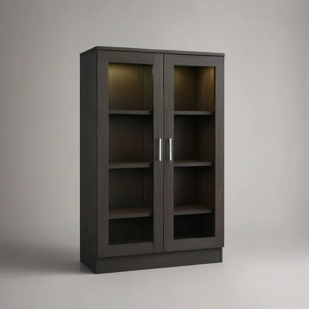 Witryna, Pokaz 90 x 40 x 180 cm czarny z drzwiami szklanymi i 4 półkami wewnętrznymi