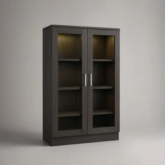 Witryna, Pokaz 90 x 40 x 180 cm czarny z drzwiami szklanymi i 4 półkami wewnętrznymi