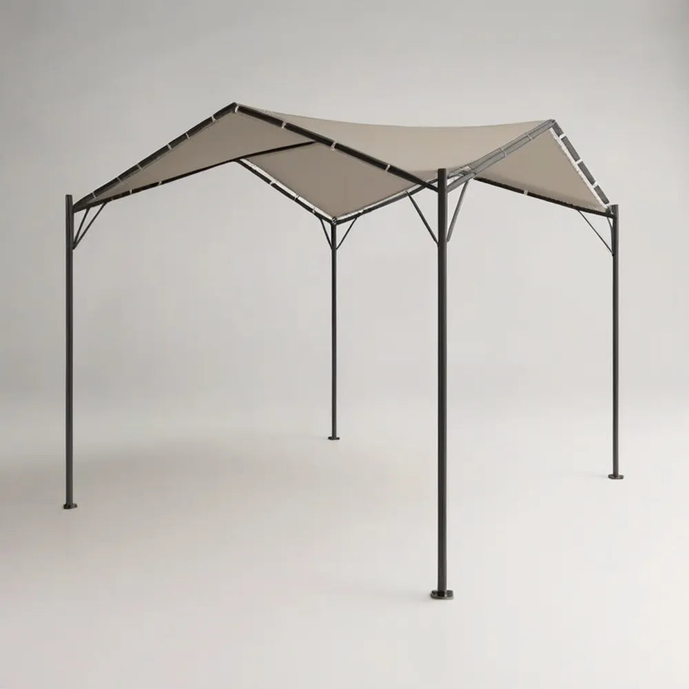 Pergola, Ogród pergola 300x300x250 cm z malowaną stalową konstrukcją i beżową pokrywą tkaninową