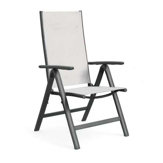 Fotel ogrodowy, Ogród Składany fotel regulowany aluminium tekstylia prostokątne czarne kremowe białe 58 x 73 x 110 cm