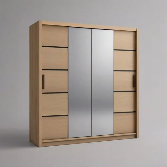 Szafa, Armadio kamera da letto ikea 240x60x220 cm beżowy naturalny dąb efekt z drzwi przesuwnych i lustro