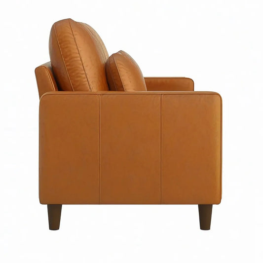 Sofa 2 fotele w skórzanym karmelu PU 160 x 90 x 85 cm