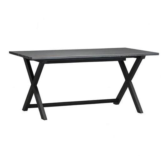 Stół ogrodowy stół jadalny 180 x 90 x 75 cm Stal ceramiczna Prostokątna Szara Czarna