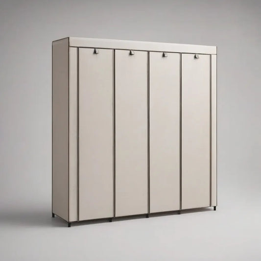Szafa w beżowej tkaniny 200 x 55 x 180 cm z drzwiami przednimi i metalową konstrukcją
