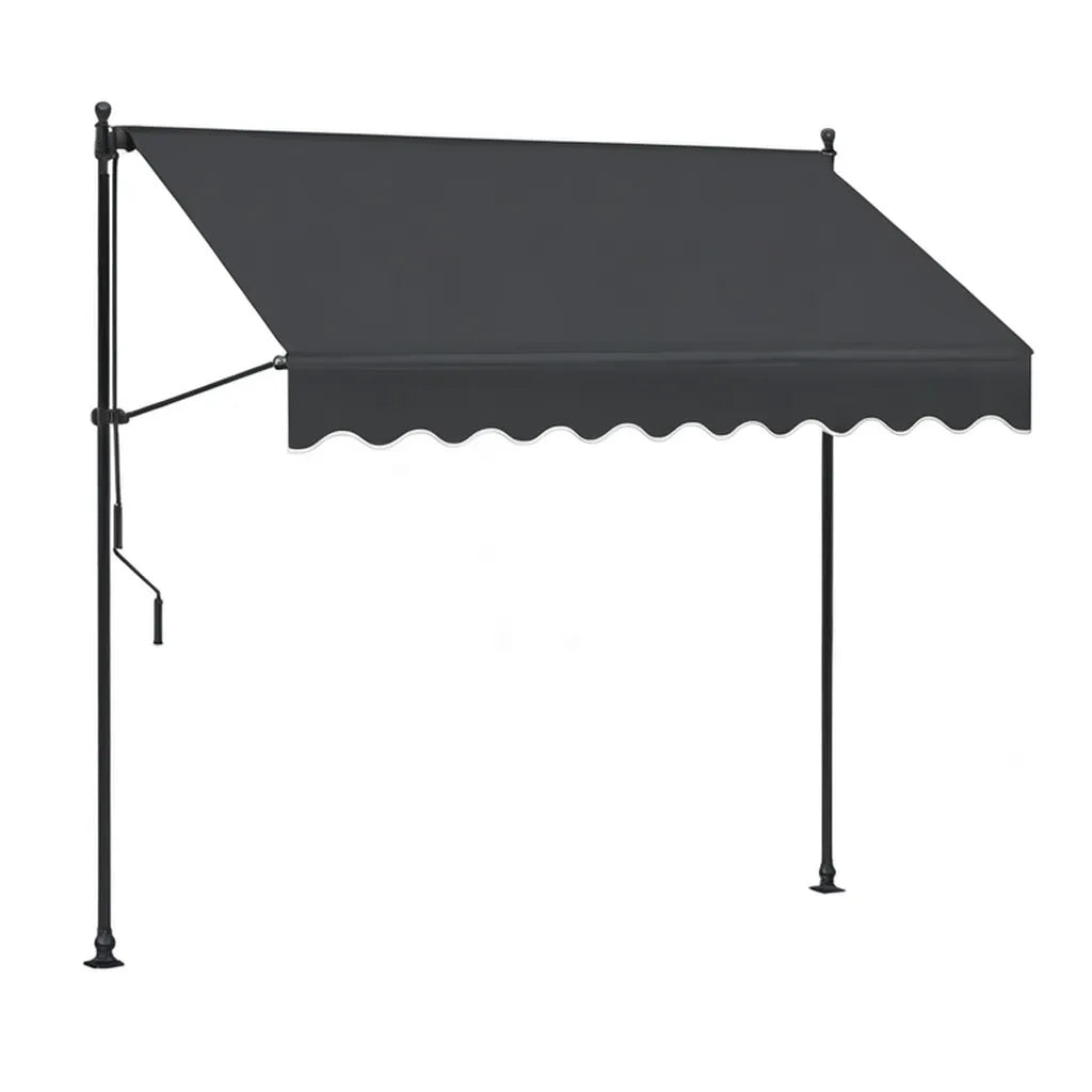 Markiza stojąca na zimno z korbą do rąk 300 x 120 cm poliestrowy prostokątny antracyt