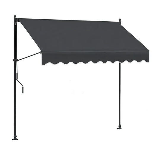 Markiza stojąca na zimno z korbą do rąk 300 x 120 cm poliestrowy prostokątny antracyt