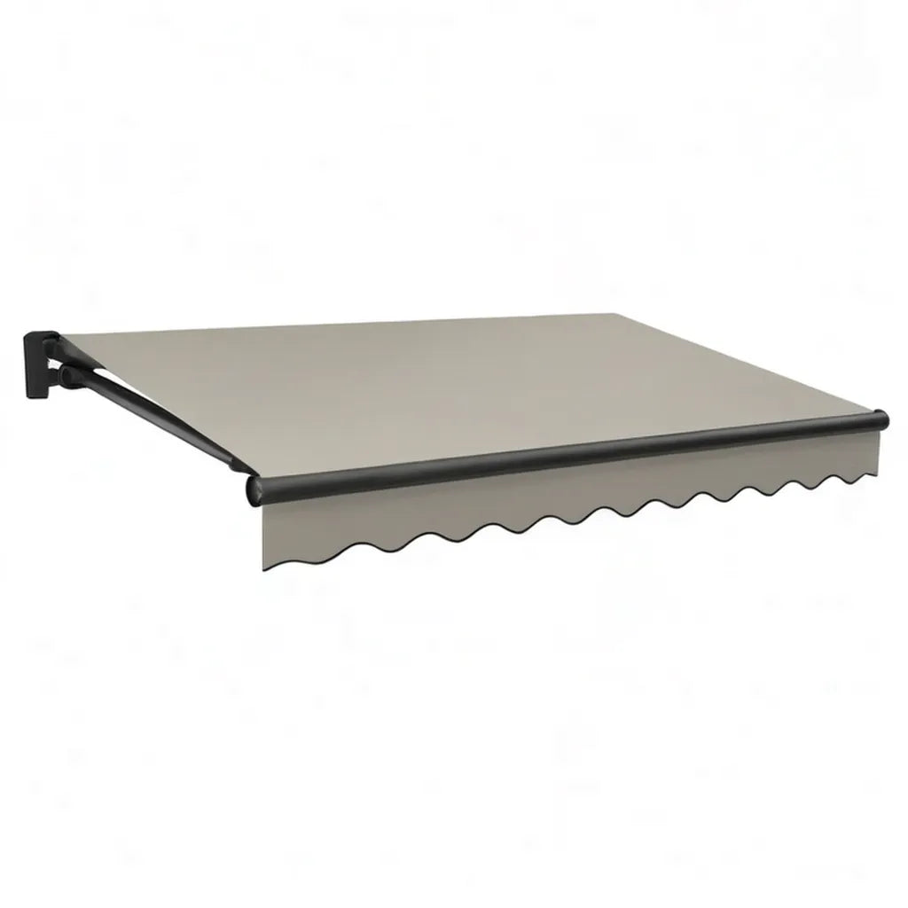 Markiza, Odkładany ręczny podłokietnik 300 x 250 cm w poliestrze taupe z czarną ramą aluminiową