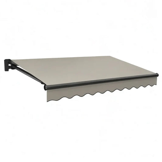Markiza, Odkładany ręczny podłokietnik 300 x 250 cm w poliestrze taupe z czarną ramą aluminiową