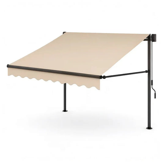 Markiza, Wyciskanie 300 x 250 cm przegubowej markizy z korbką i aluminiową ramą beżową / czarną