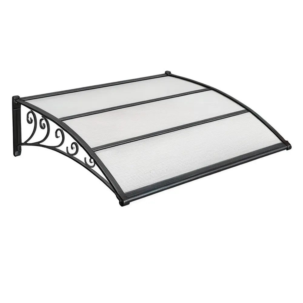 Markiza, Taras dachowy dach ścienny 120 x 80 cm przezroczysty / czarny z płyty poliwęglanowej i ramą aluminiową
