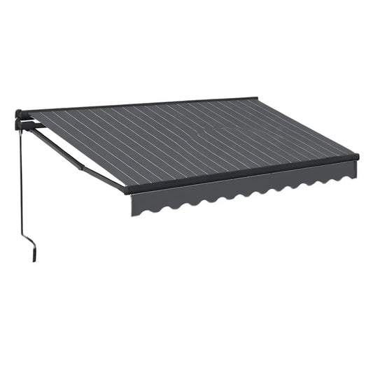 markiza manual prostokątny pierścień wyciągany 300 x 250 cm w szarym poliestrowym wągliku paskowym