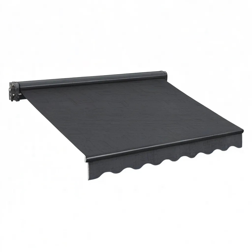 Markiza, Odkładany ręczny podłokietnik 300 x 250 cm poliestrowy prostokątny antracyt aluminiowy