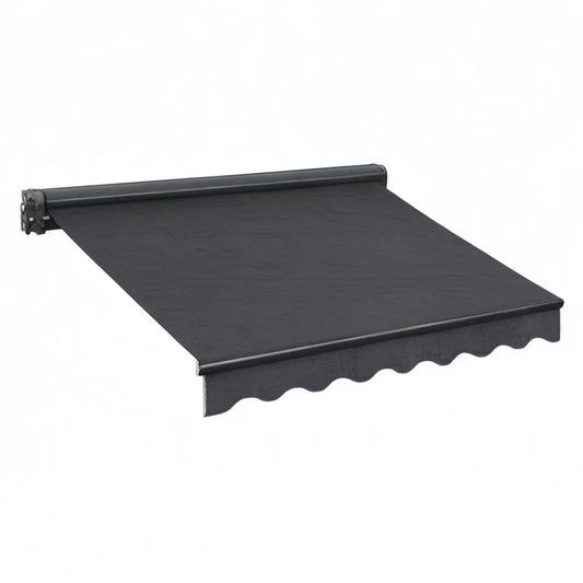 Markiza, Odkładany ręczny podłokietnik 300 x 250 cm poliestrowy prostokątny antracyt aluminiowy
