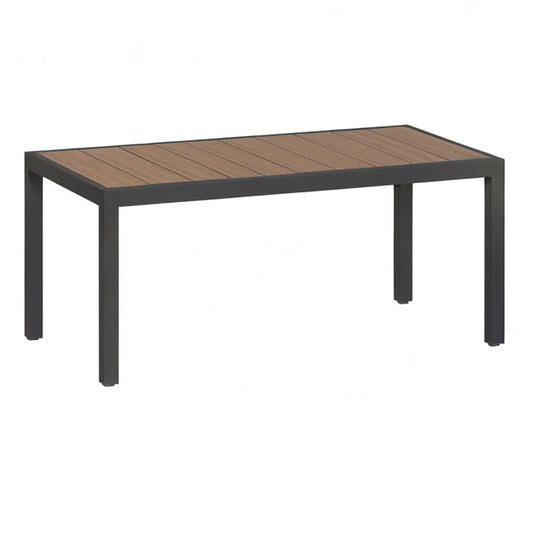 Stół ogrodowy, prostokątny stół ogrodowy 180 x 90 x 75 cm aluminium i kompozytowe drewno brązowe czarny