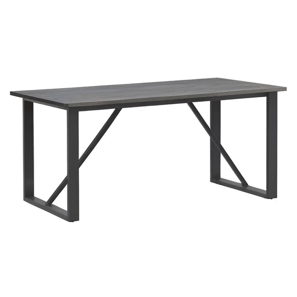 Stół do jadalni, Prostokątny stół jadalny 140 x 80 x 75 cm w MDF efekt szary beton z czarnych stalowych nóg